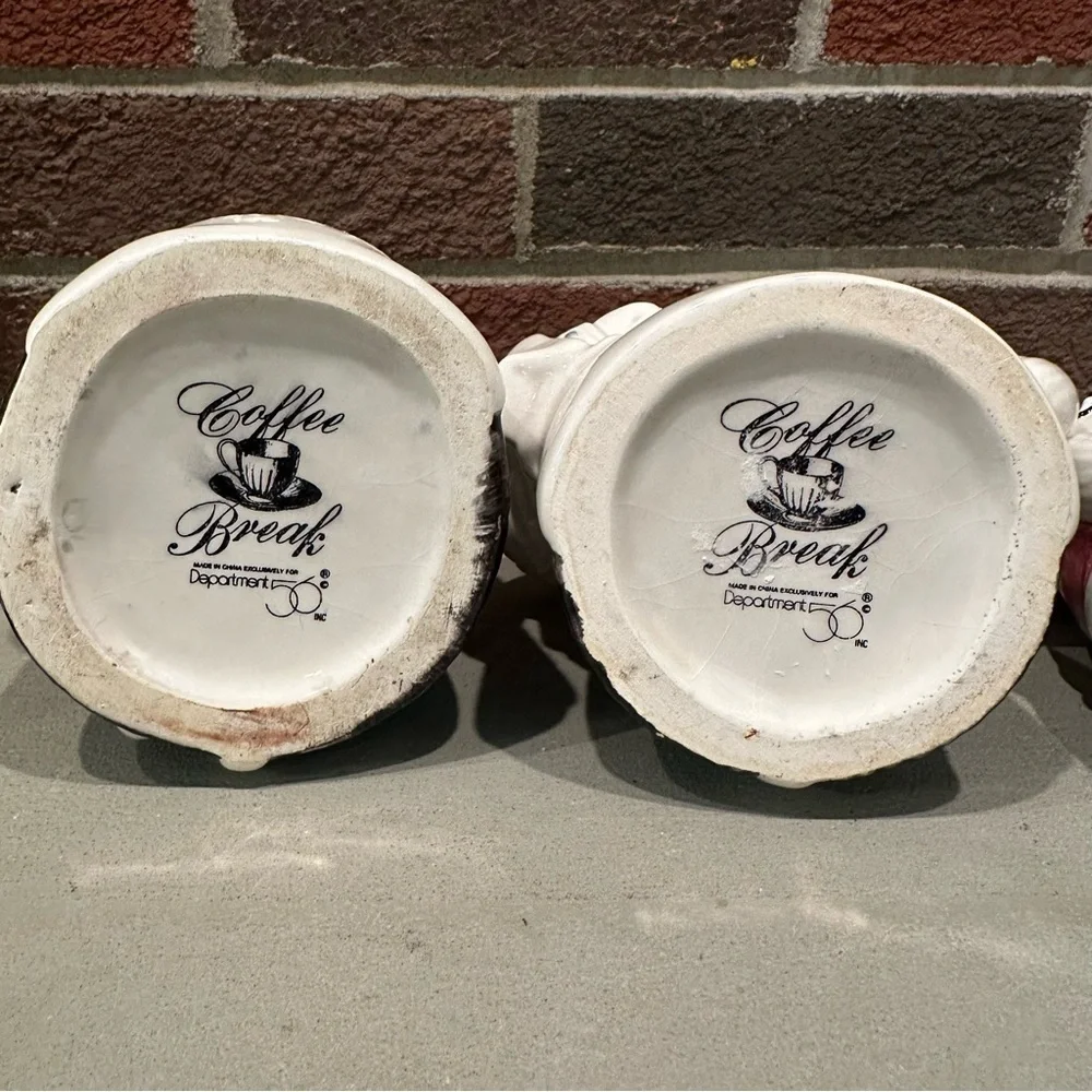VTG Dept 56 Coffee Break LOT Italian Waiter Sugar Bowl, Creamer & Salt Shaker